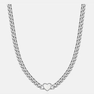 Silver Heart Link Necklace